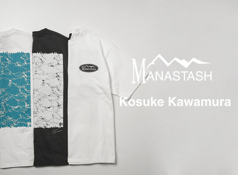 マナスタッシュ MANASTASH 2023年秋冬 × Kosuke Kawamura 原宿店オープン記念 コットン 半袖Ｔシャツ グレー【サイズM】【メンズ】